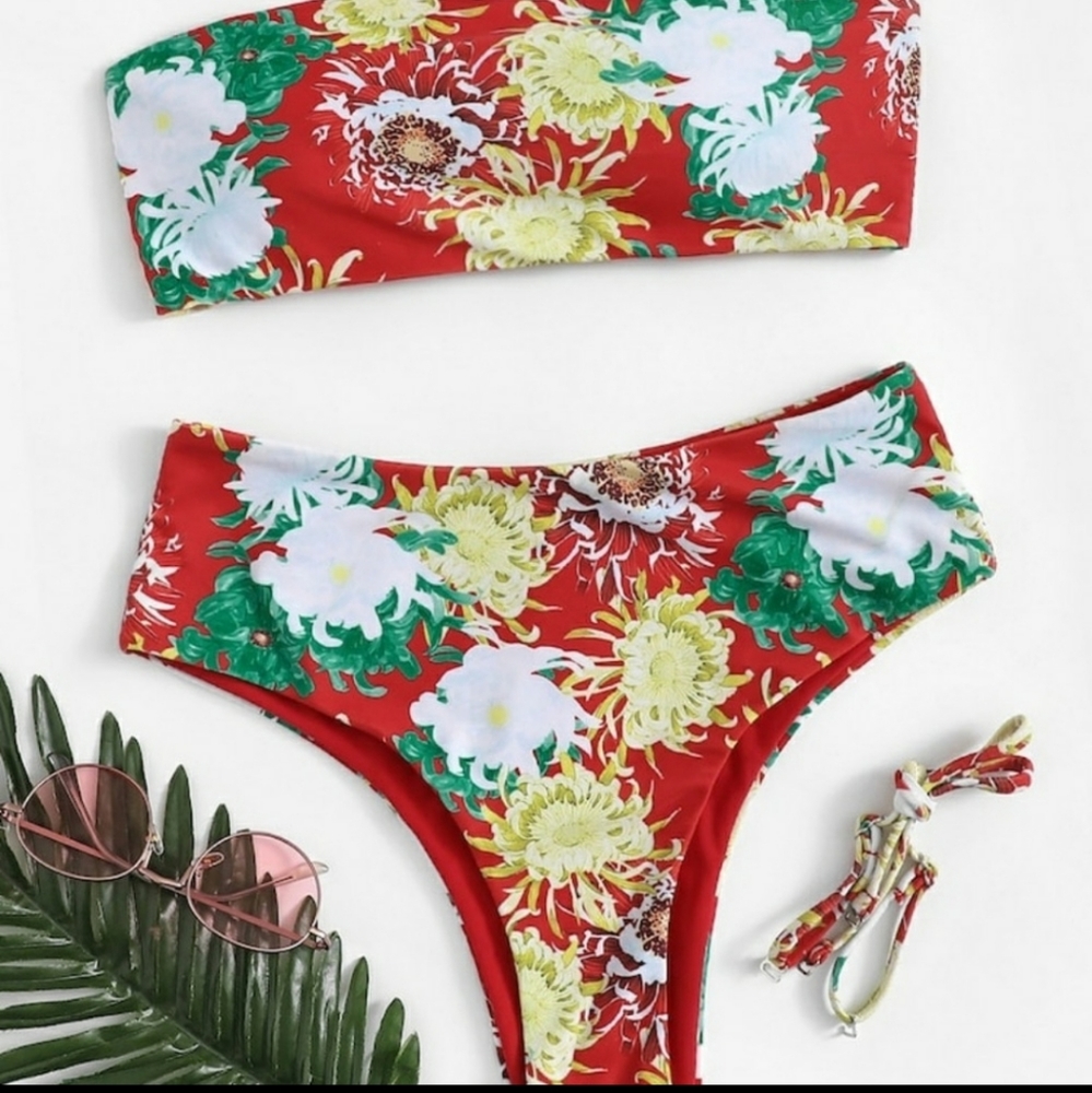 Red Floral Bikini
